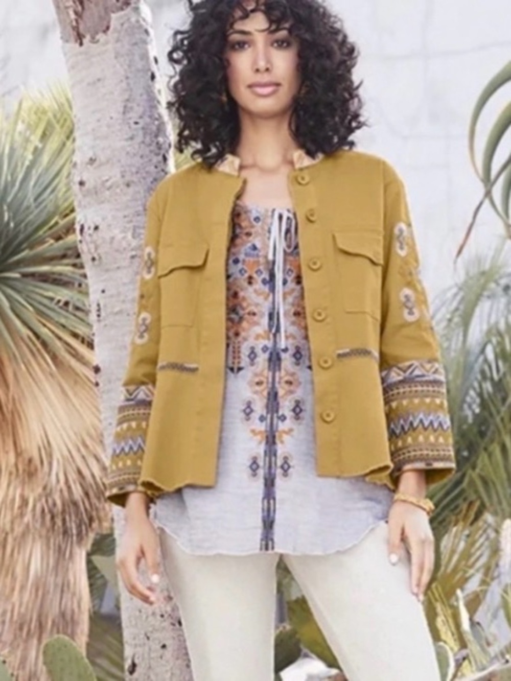 Johnny Was Anika Peplum Embroidered Jacket